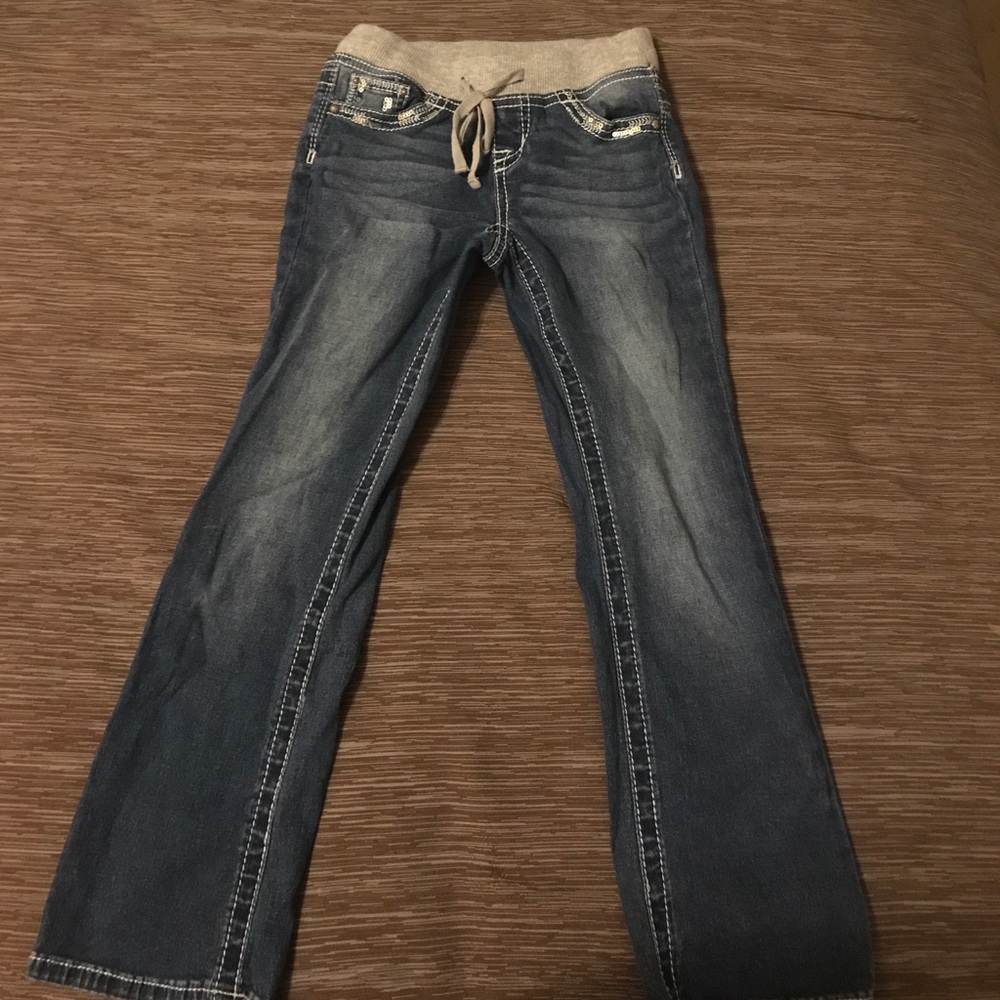 Justice 7R skinny boot elastic waistband jeans