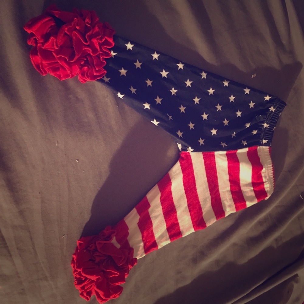 Toddler America flag ruffle pants!