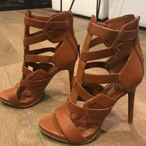 BCBGeneration TAN/CAMEL gladiator heels