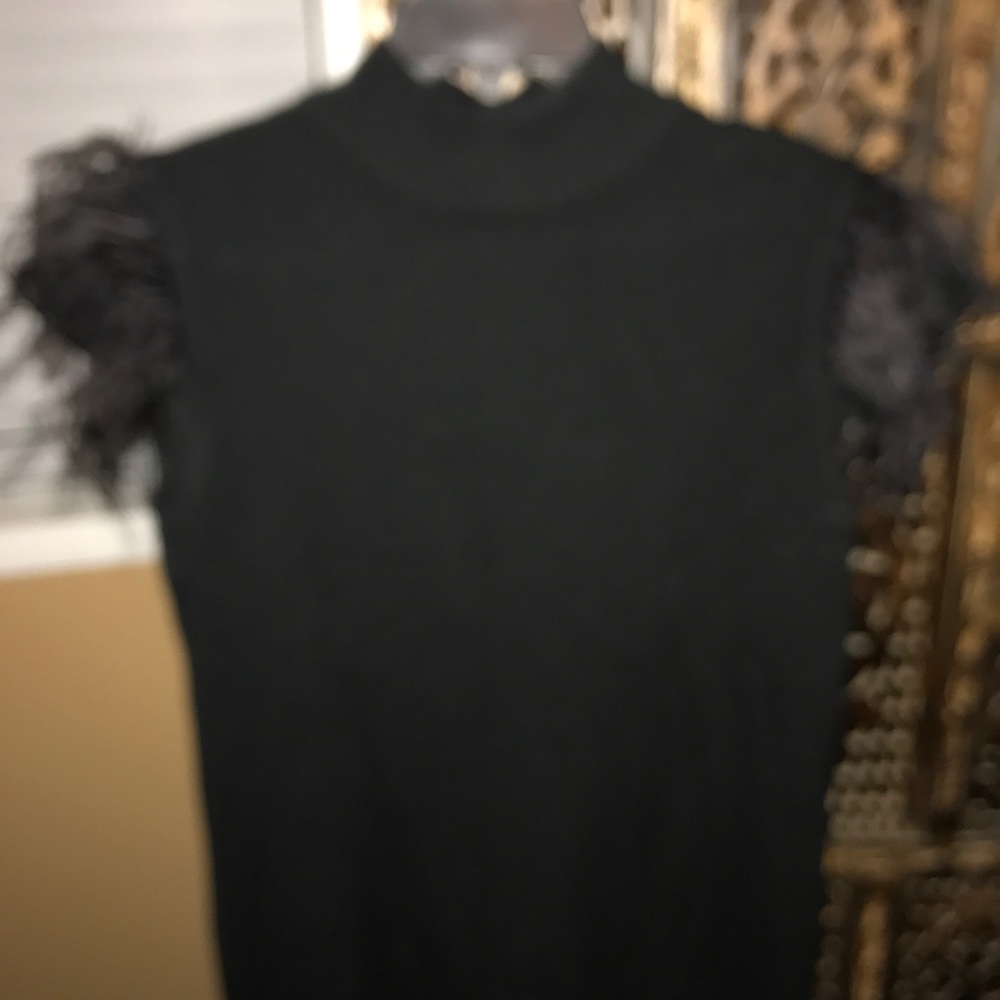 Ashley Stewart feathered cap sleeve sweater
