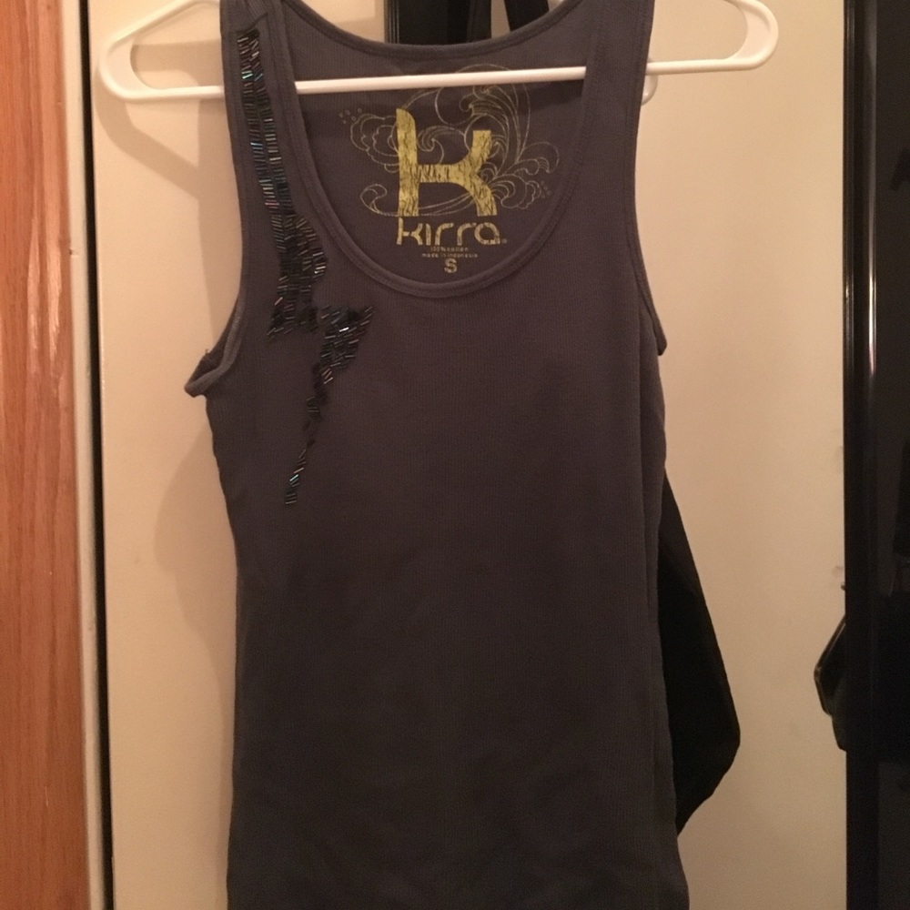 Gray tank top.
