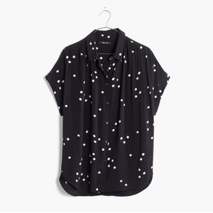 Madewell central drapey shirt in dot toss size xs