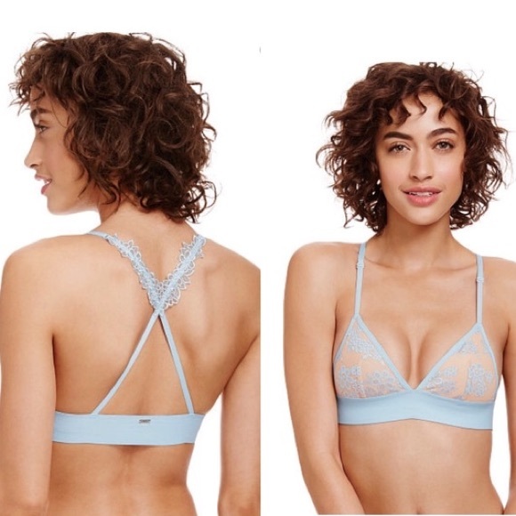 Victoria Secret Pink Blue Floral Lace Bralette NWT - Picture 3 of 5