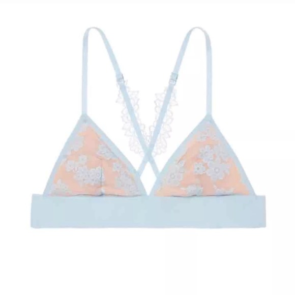 Victoria Secret Pink Blue Floral Lace Bralette NWT - Picture 4 of 5