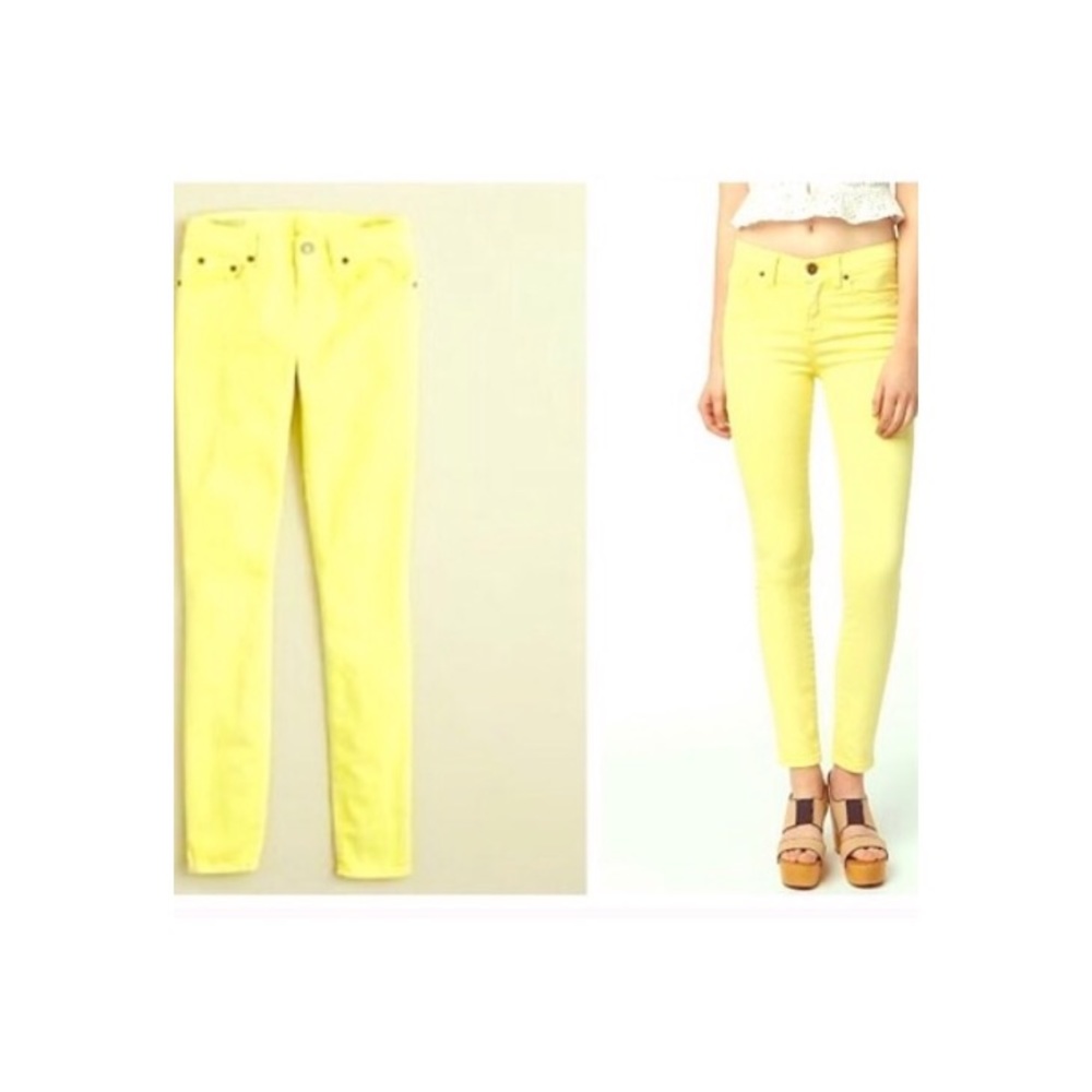 NWT J CREW LEMON YELLOW TOOTHPICK SKINNY JEANS