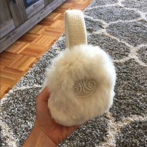 Juicy Couture Off White Real rabbit Fur Earmuffs
