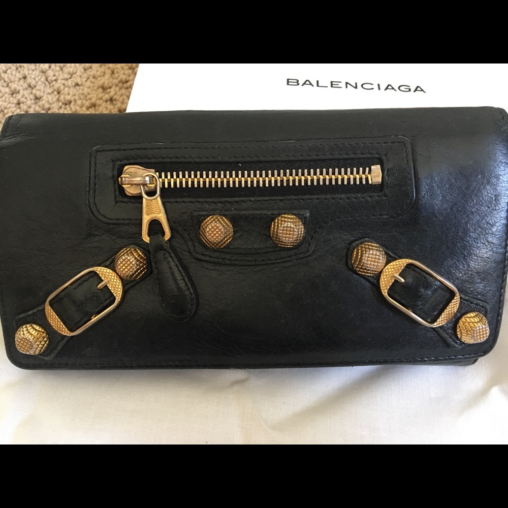 Balenciaga continental wallet w gold hardware