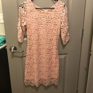 Pink Owl Lace Dress in Blush Pink