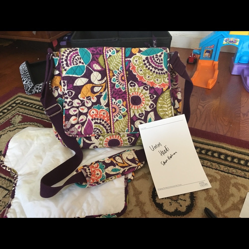 Vera Bradley plum crazy diaper messenger bag