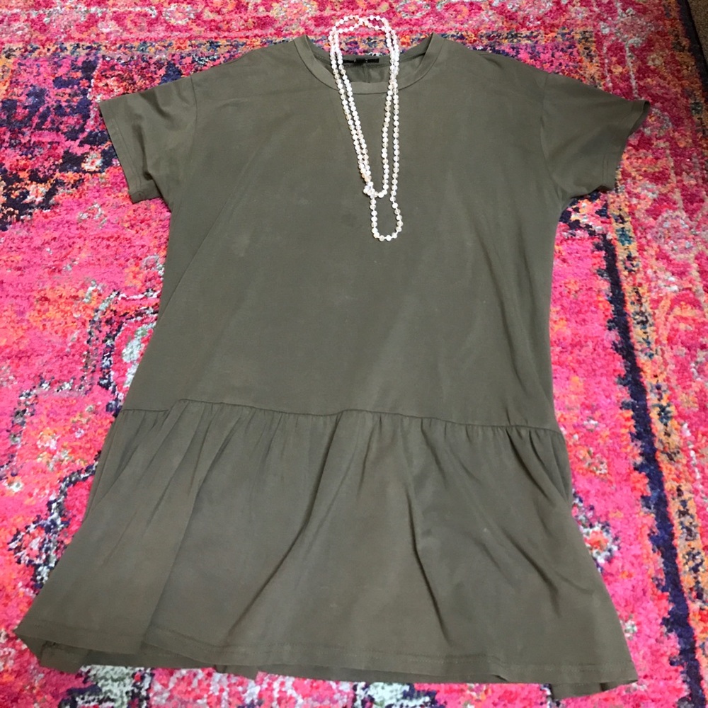 Army green drop waist tunic/ dress