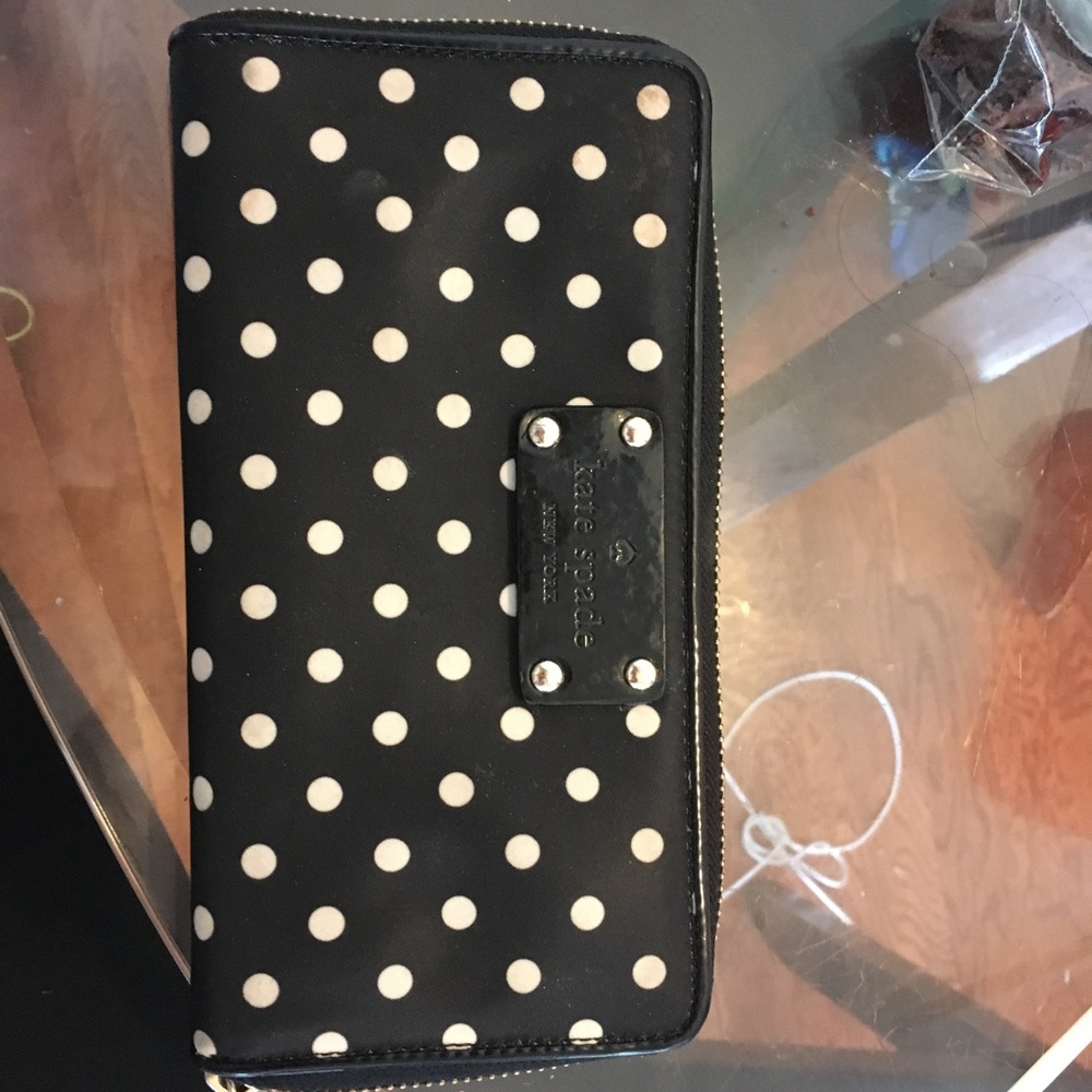 Kate spade poka dot zip around wallet