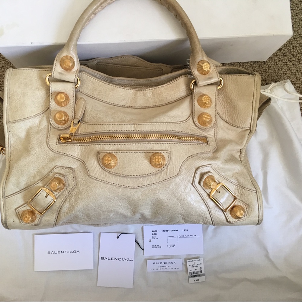 Balenciaga City Mini Gold/Beige Cross Body Bag