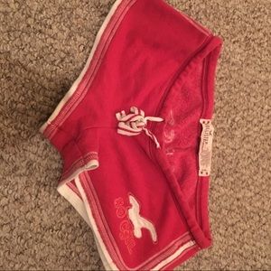 Red sleep shorts.