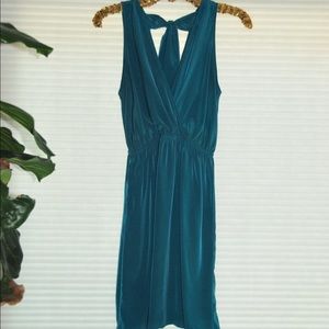 Elegant Faux-Wrap Dress in Teal