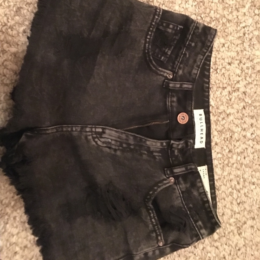 Bullhead faded black jean shorts.