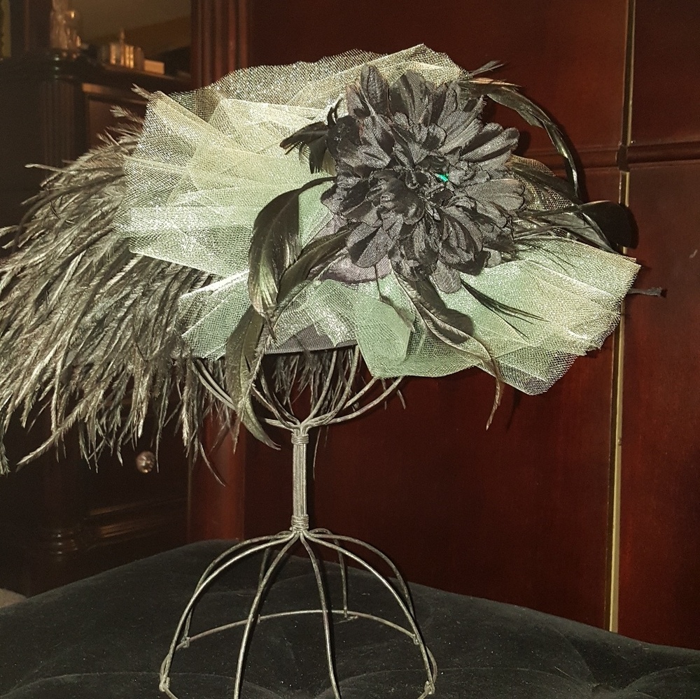 Handmade feather embellished hat