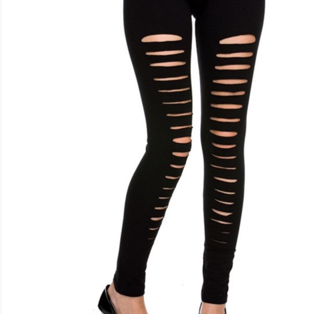 Slit Distressed Leggings