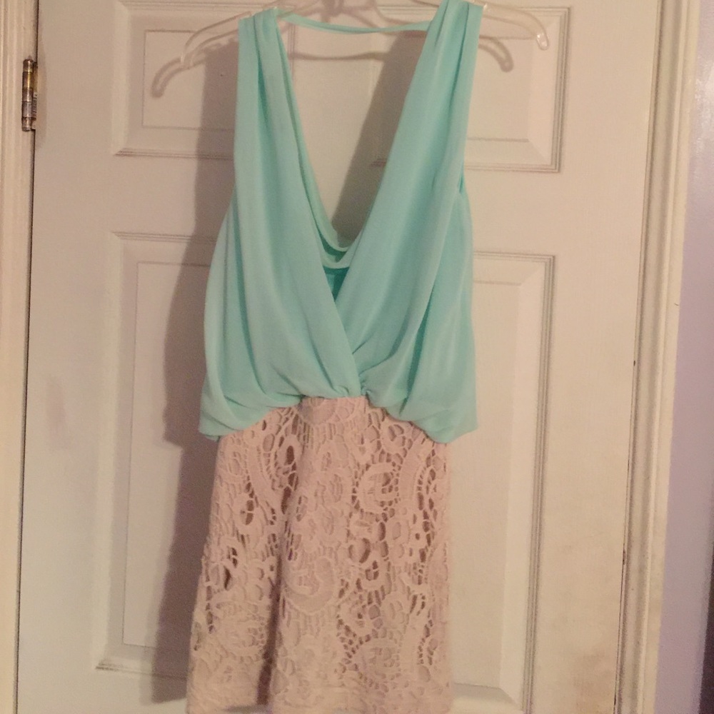 Foreign Exchange Turquoise and White Dress