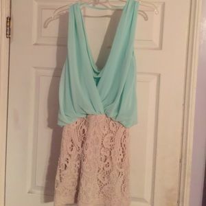 Foreign Exchange Turquoise and White Dress