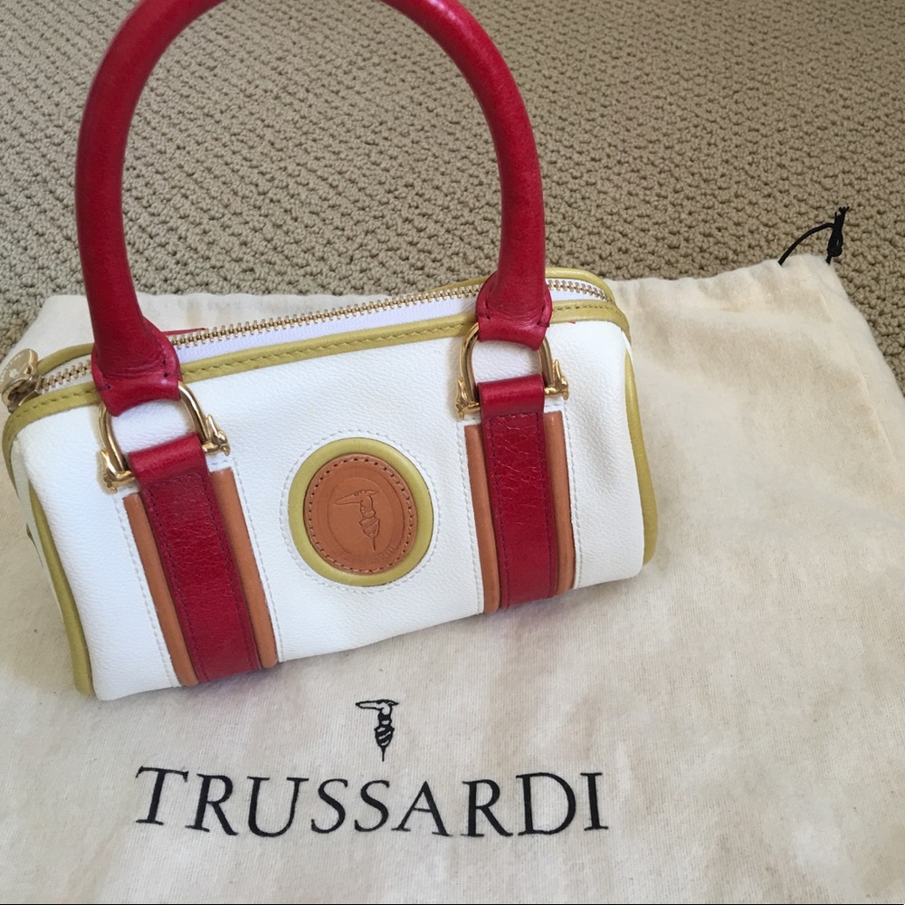 Trussardi white leather mini tote