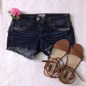 Dark wash denim shorts