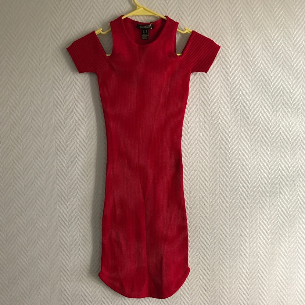 Open shoulder red dress