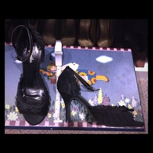 3" Black Satin Heels