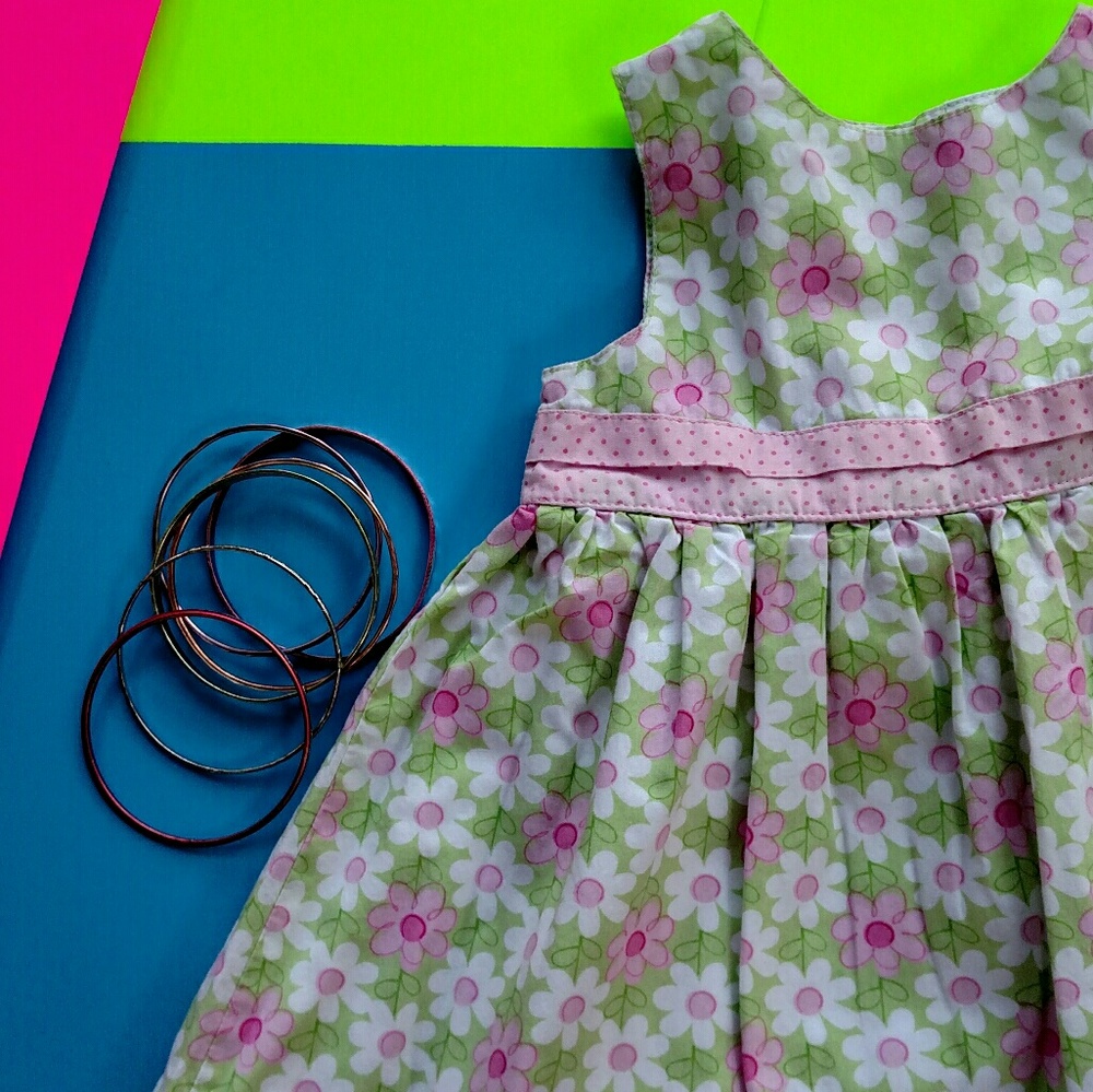 Carter's Girl's Pk/Gr Lined Cotton Sz 12 Mo Dress. - Picture 4 of 8
