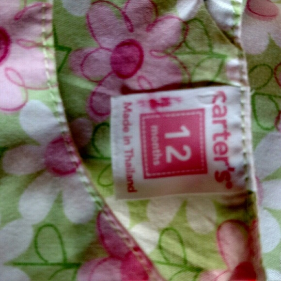 Carter's Girl's Pk/Gr Lined Cotton Sz 12 Mo Dress. - Picture 7 of 8