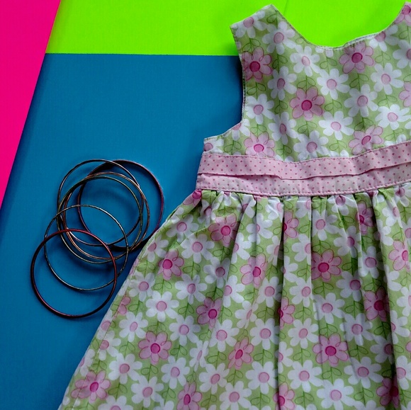 Carter's Girl's Pk/Gr Lined Cotton Sz 12 Mo Dress. - Picture 4 of 8