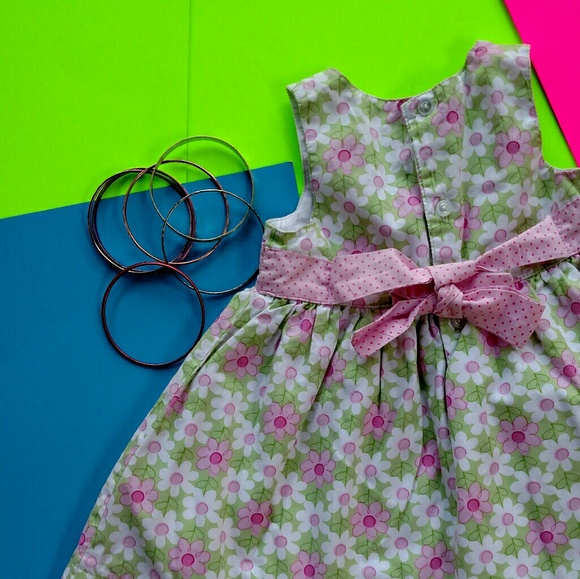 Carter's Girl's Pk/Gr Lined Cotton Sz 12 Mo Dress. - Picture 3 of 8