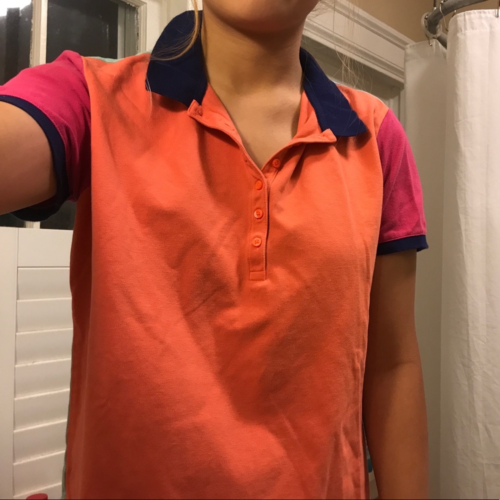 Retro color block polo