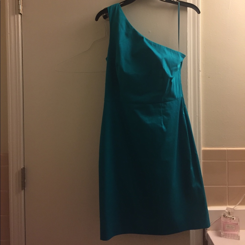 One shoulder  teal dress JCrew