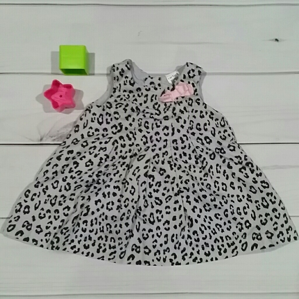 EUC, Carter's Gray w/Black Leapard Print Dress, 3m