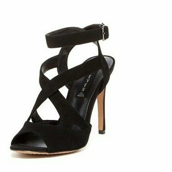 💫 Steven by Steve  Madden - Black Strappy Heels - Picture 1 of 3