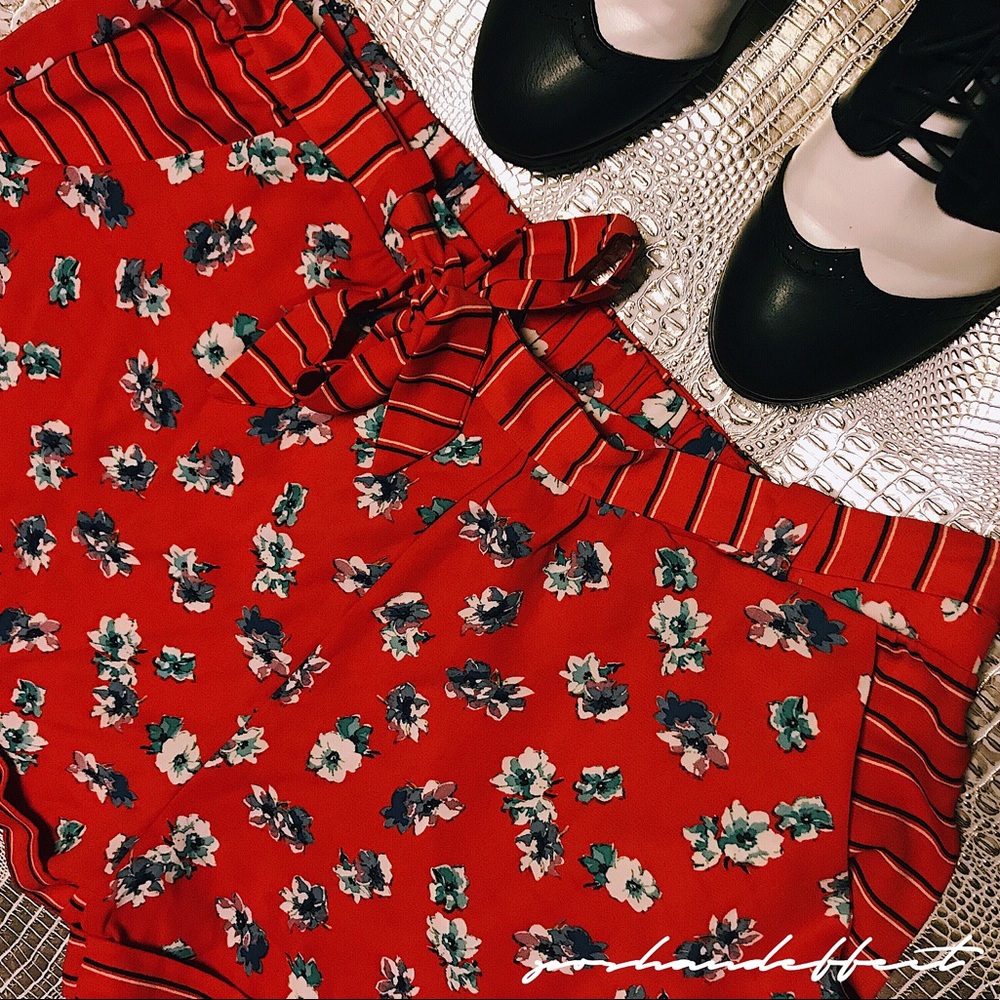 • xhilaration™ | floral paper-bag shorts •