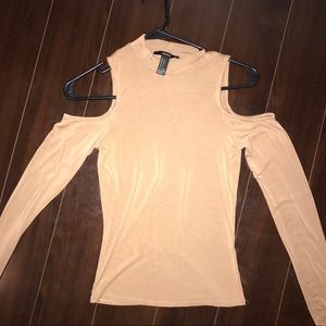 long sleeve cut out shoulders shirt