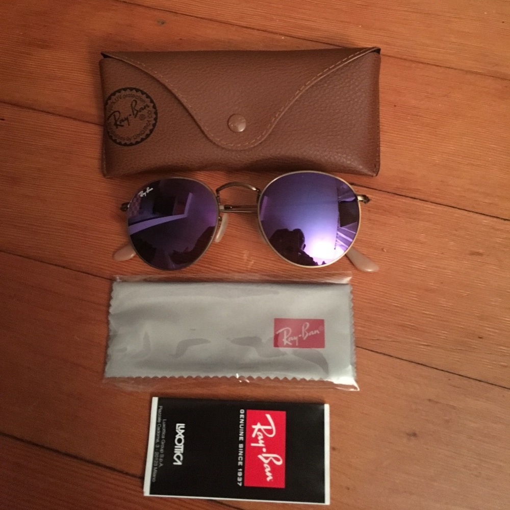 NEW 50mm Round Purple Mirror Lens Sunglasses