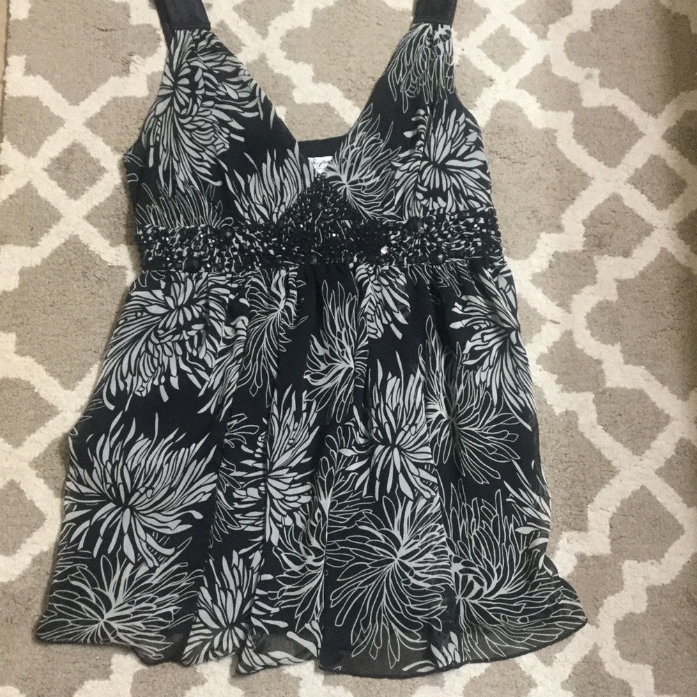 Black & White Beaded Top