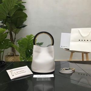 MARNI PANNIER BAG IN CALFSKIN Grey White
