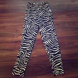 Black and White Zebra Print High Waisted Pants
