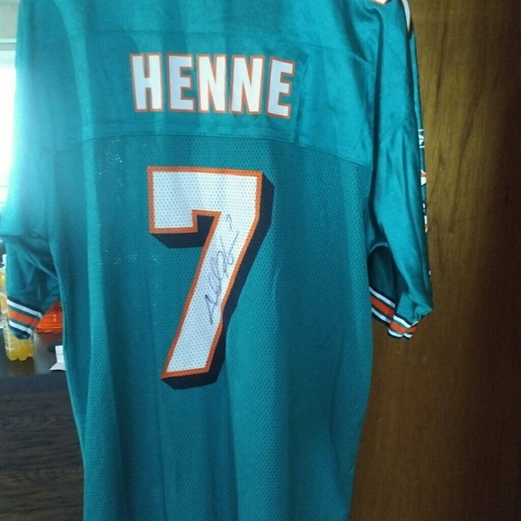 MIAMI DOLPHINS HENNE SIGNED JERSEY XL - Picture 1 of 2