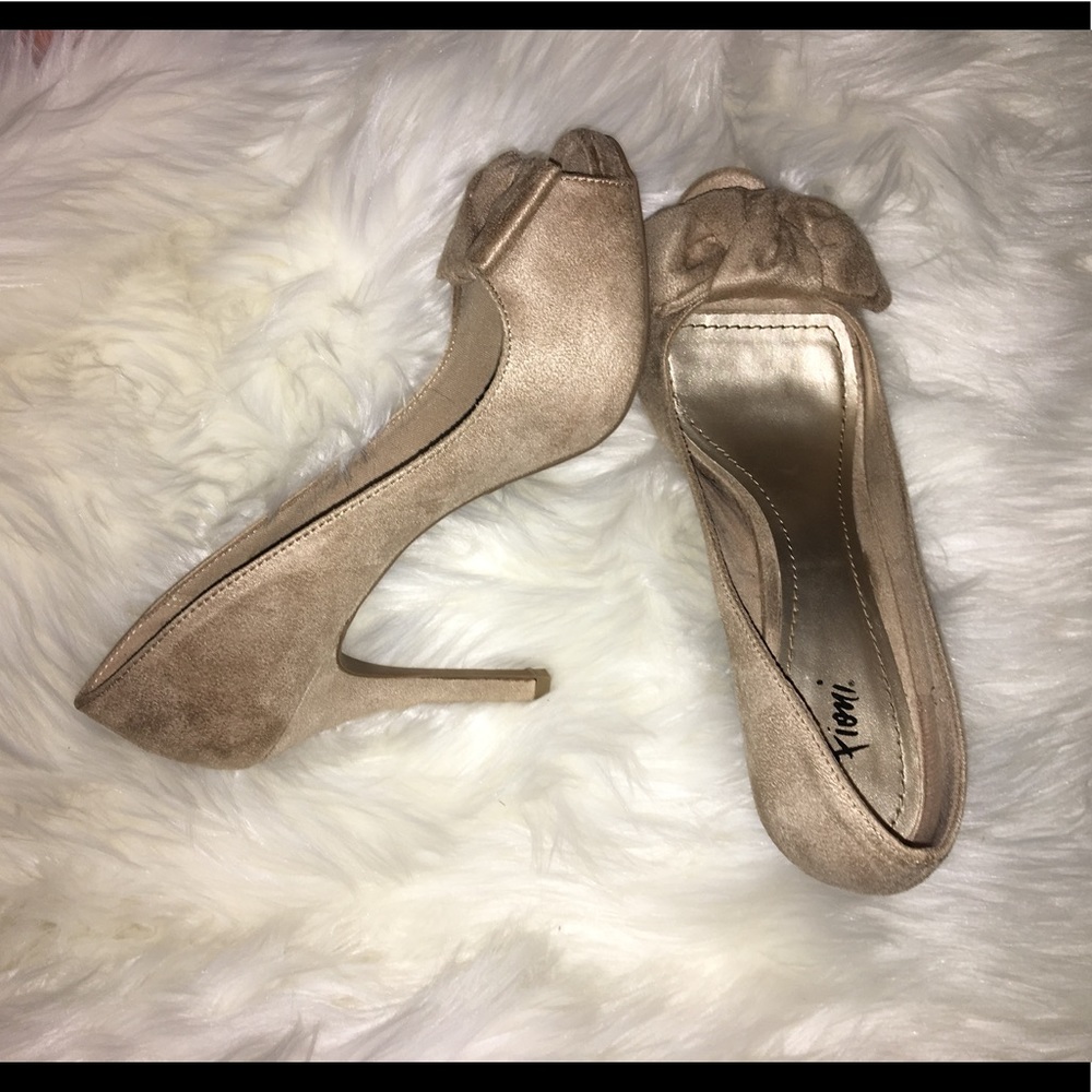 Nude open toed heels