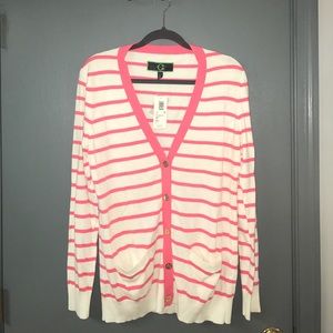 Pink & White Striped CWonder Cardigan