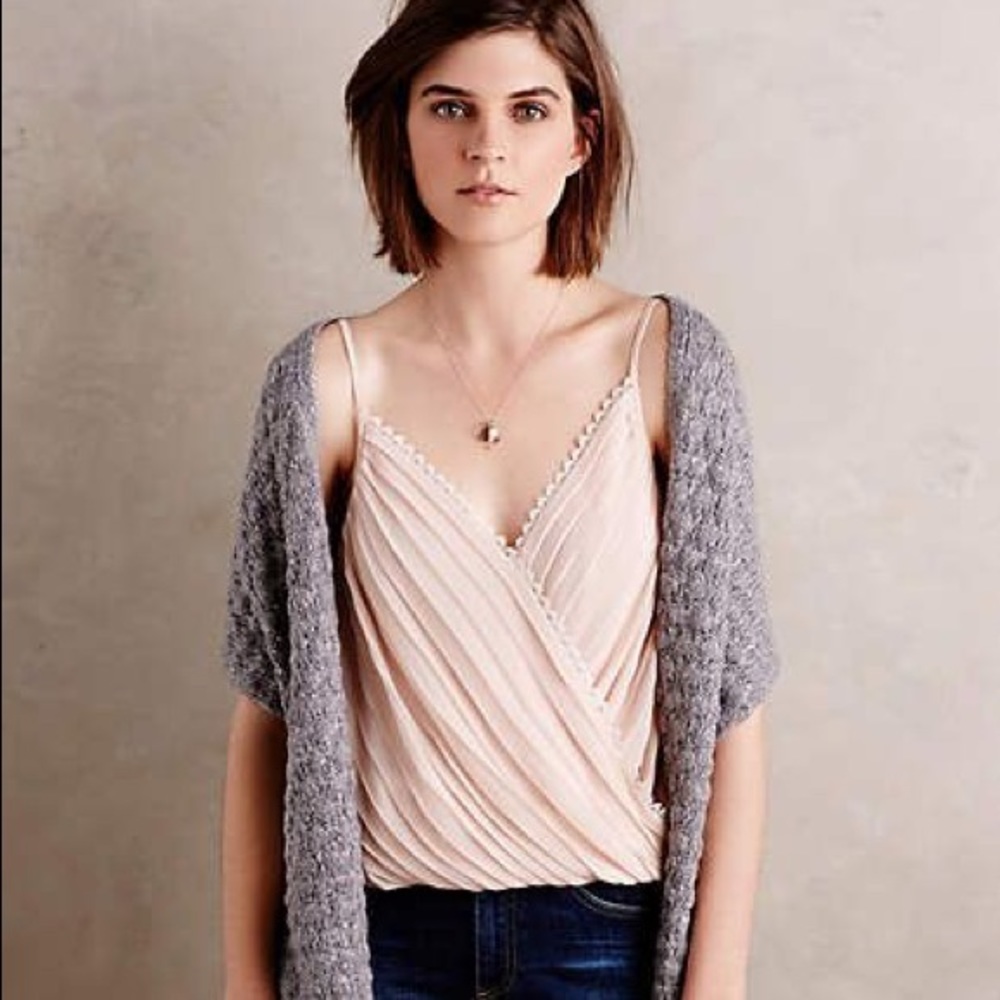 Eloise Pintuck Surplice Cami in Pink NWOT