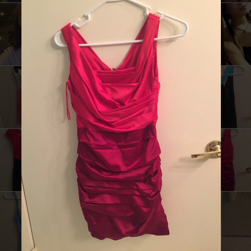 A classic red cocktail dress