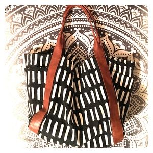 Black and white tote bag