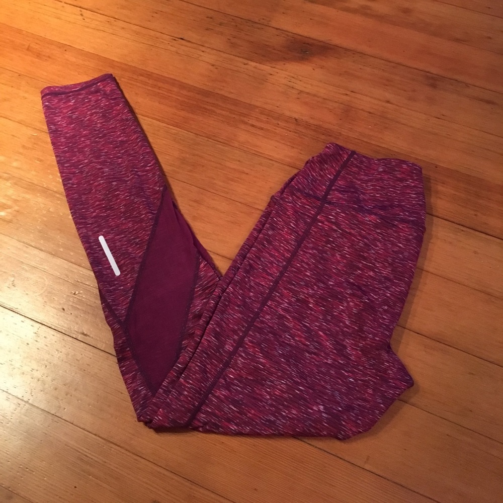 Reebok Reds/Pinks Space-dyed Leggings w/mesh