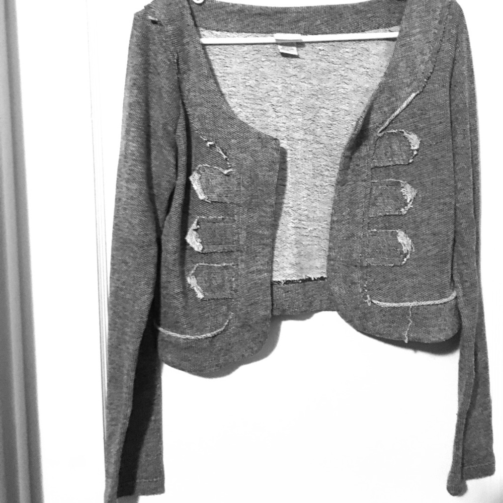 Gray cropped cardigan