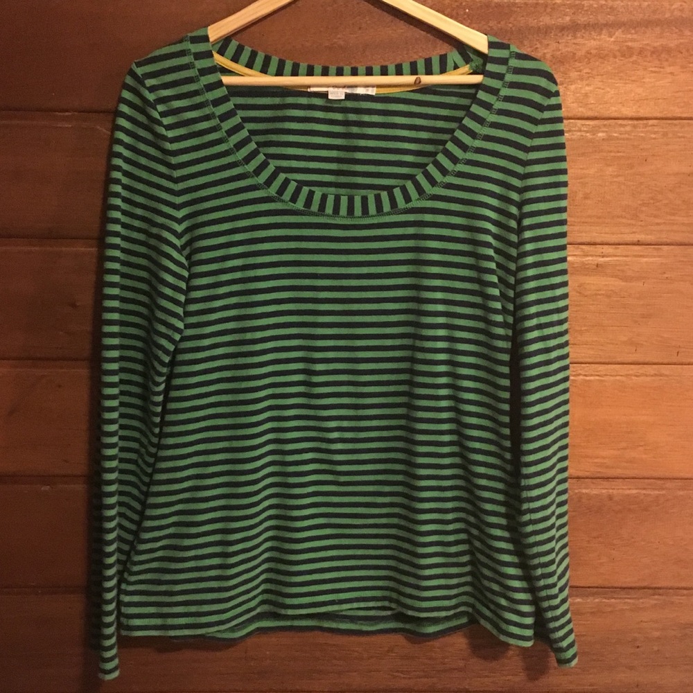Boden green & blue striped long sleeve shirt